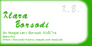 klara borsodi business card